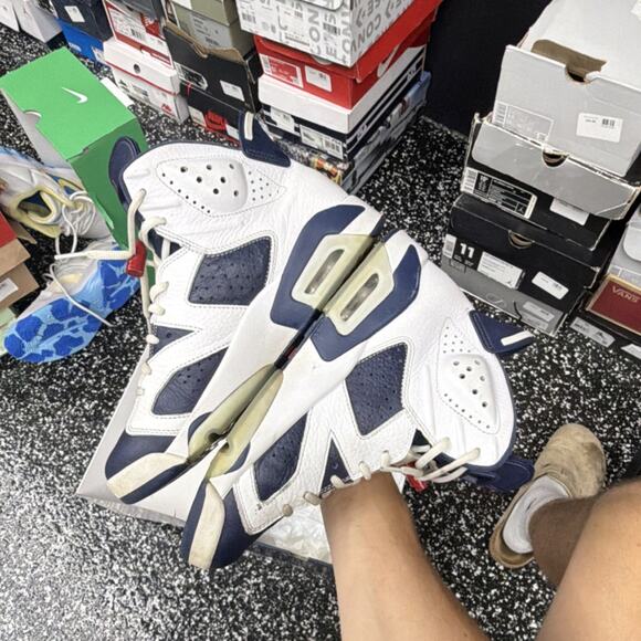 Jordan Air Jordan 6 Olympic White Navy Men\'s Athletic Sneakers 384664-130 main image 5